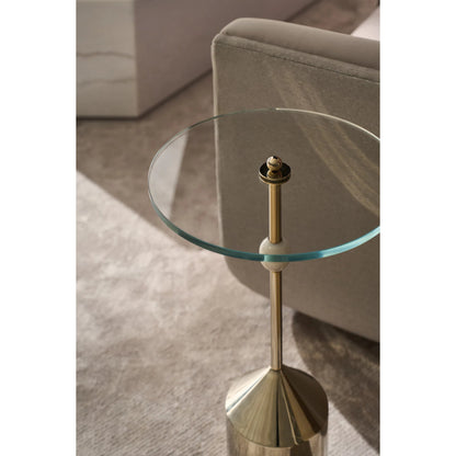 Alpha Spot Table by Caracole in whisper of gold. Made from metal, glass in a modern style.
