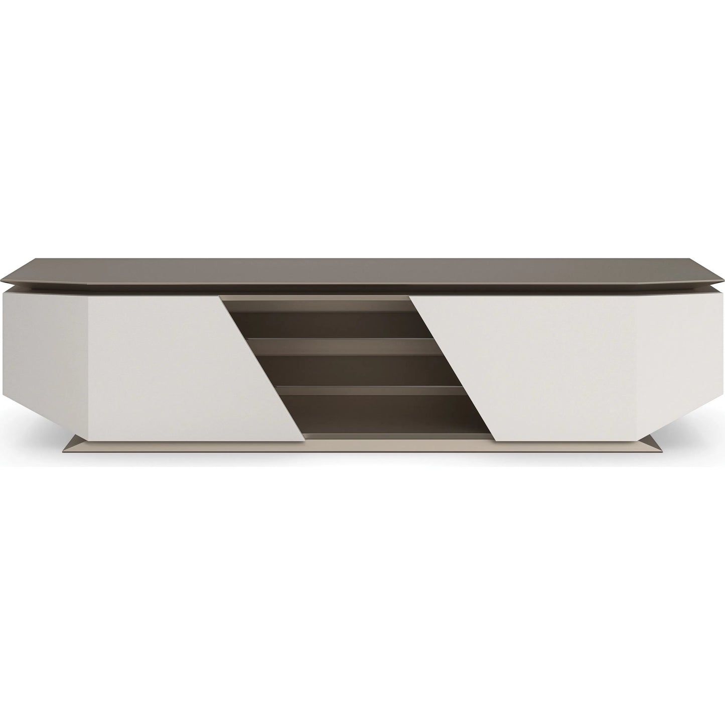 003 SI-2193820 | Additional Silo | Axis Media Console by Caracole in warm reflections, oyster. Made from acacia, glass in a unique style.