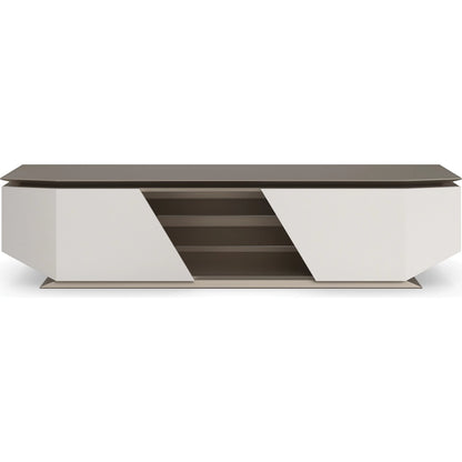 Axis Media Console by Caracole in warm reflections, oyster. Made from acacia, glass in a unique style.