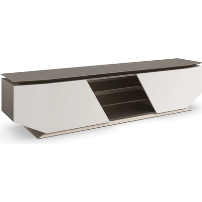 Axis Media Console by Caracole in warm reflections, oyster. Made from acacia, glass in a unique style.