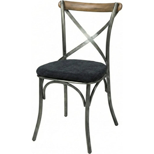 001 SI-2533486 | Primary Silo | Metal Crossback Chair (Set of 2) by LH Imports in oak. Made from iron, oak, leather, pu foam, polyester fiber in a unique style.