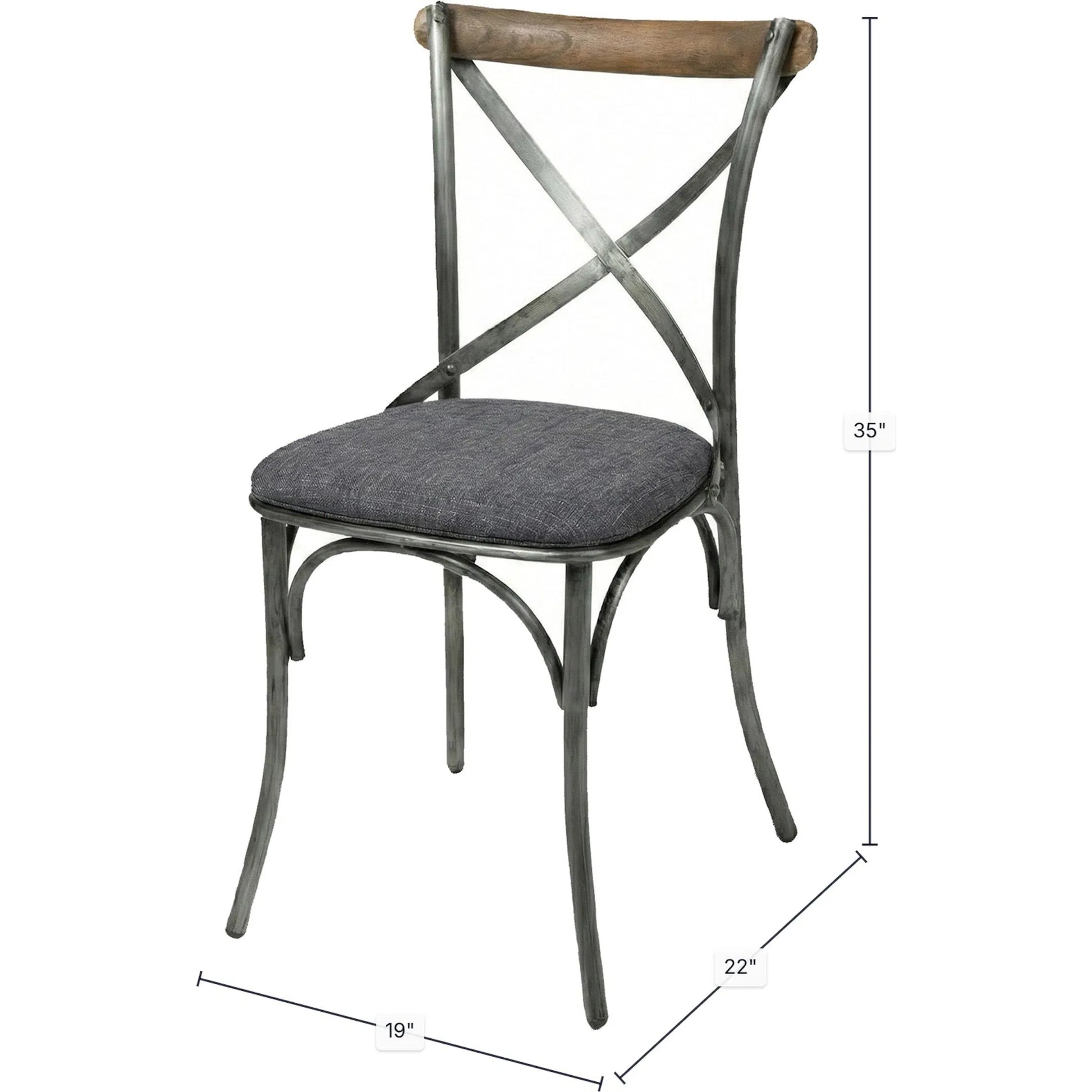 Metal Crossback Chair (Set of 2) by LH Imports in oak. Made from iron, oak, leather, pu foam, polyester fiber in a unique style.
