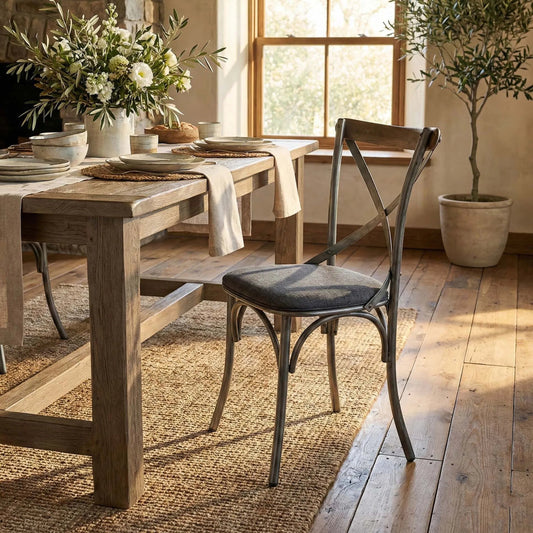 Metal Crossback Fabric Cushion Seat (Set of 2) by LH Imports in grey. Made from fabric, pu foam, polyester fiber in a unique style.