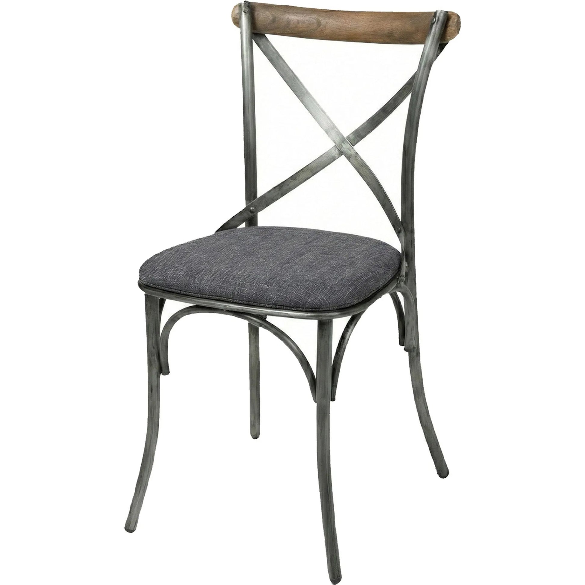 Metal Crossback Chair (Set of 2) by LH Imports in oak. Made from iron, oak, leather, pu foam, polyester fiber in a unique style.