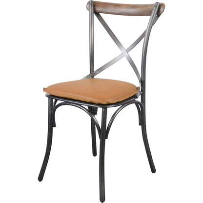 Metal Crossback Leather Seat Cushion by LH Imports. Made from leather, pu foam, polyester fiber in a cottage & farmhouse style.