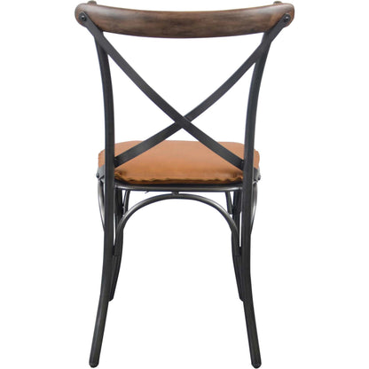 Metal Crossback Leather Seat Cushion by LH Imports. Made from leather, pu foam, polyester fiber in a cottage & farmhouse style.