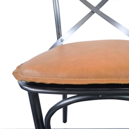 Metal Crossback Leather Seat Cushion by LH Imports. Made from leather, pu foam, polyester fiber in a cottage & farmhouse style.