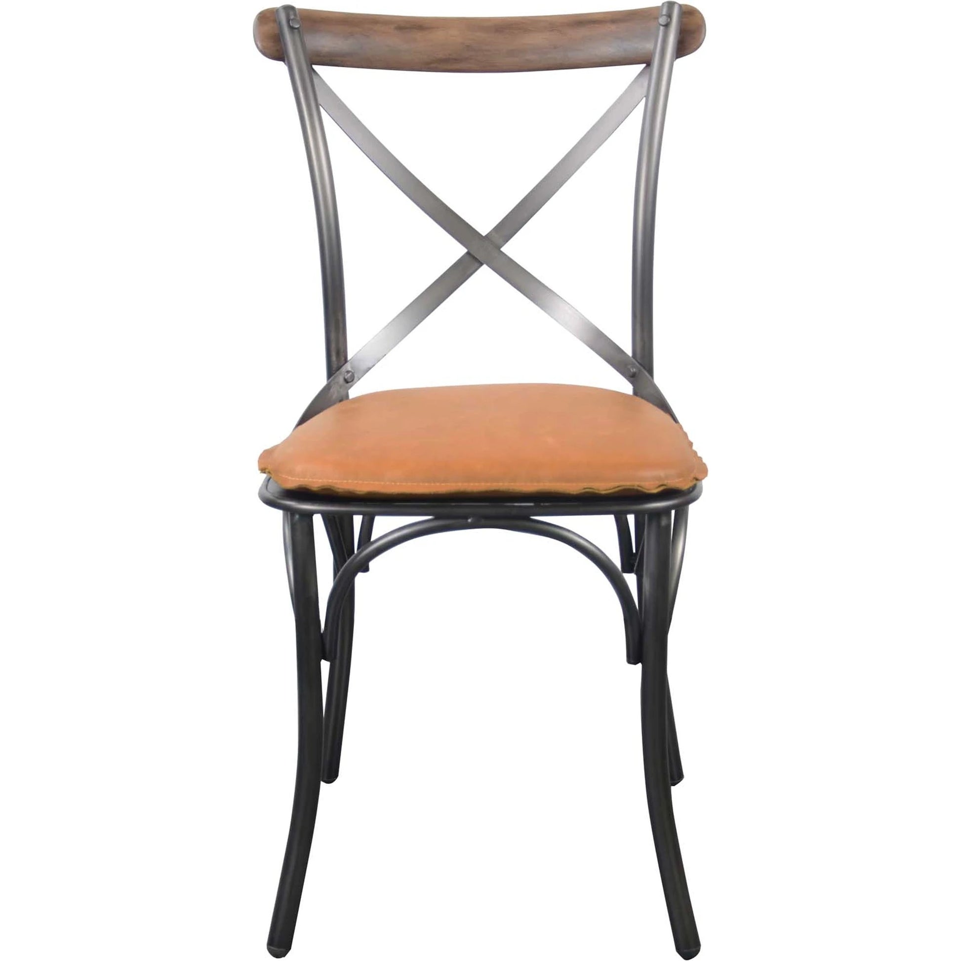 Metal Crossback Leather Seat Cushion by LH Imports. Made from leather, pu foam, polyester fiber in a cottage & farmhouse style.