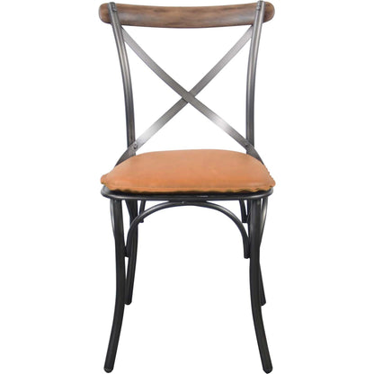 Metal Crossback Leather Seat Cushion by LH Imports. Made from leather, pu foam, polyester fiber in a cottage & farmhouse style.