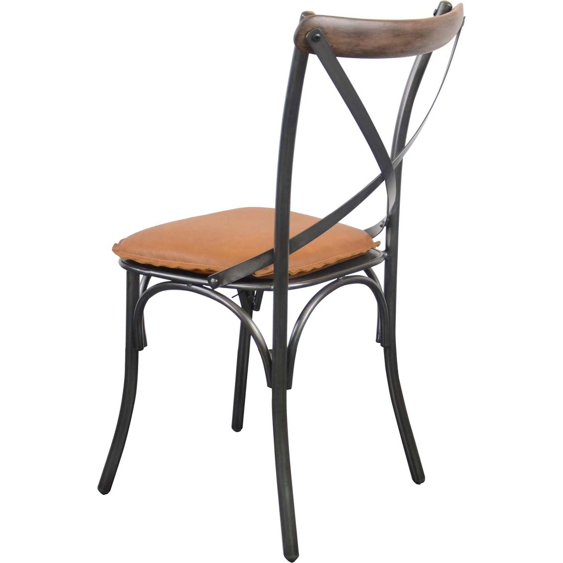 Metal Crossback Leather Seat Cushion by LH Imports. Made from leather, pu foam, polyester fiber in a cottage & farmhouse style.