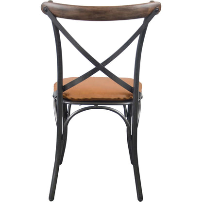 Metal Crossback Leather Seat Cushion by LH Imports. Made from leather, pu foam, polyester fiber in a cottage & farmhouse style.