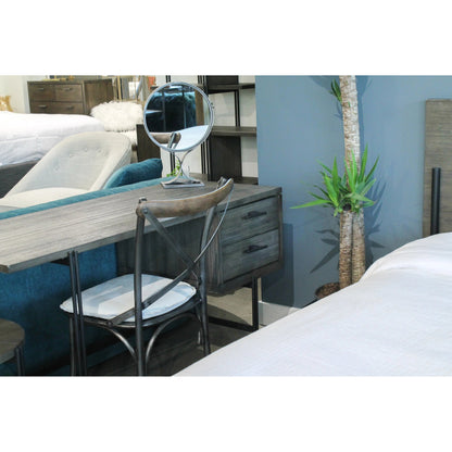 Metal Crossback Leather Seat Cushion by LH Imports. Made from leather, pu foam, polyester fiber in a cottage & farmhouse style.