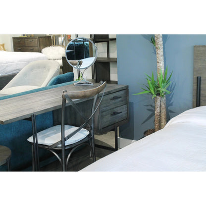 Metal Crossback Leather Seat Cushion by LH Imports. Made from leather, pu foam, polyester fiber in a cottage & farmhouse style.