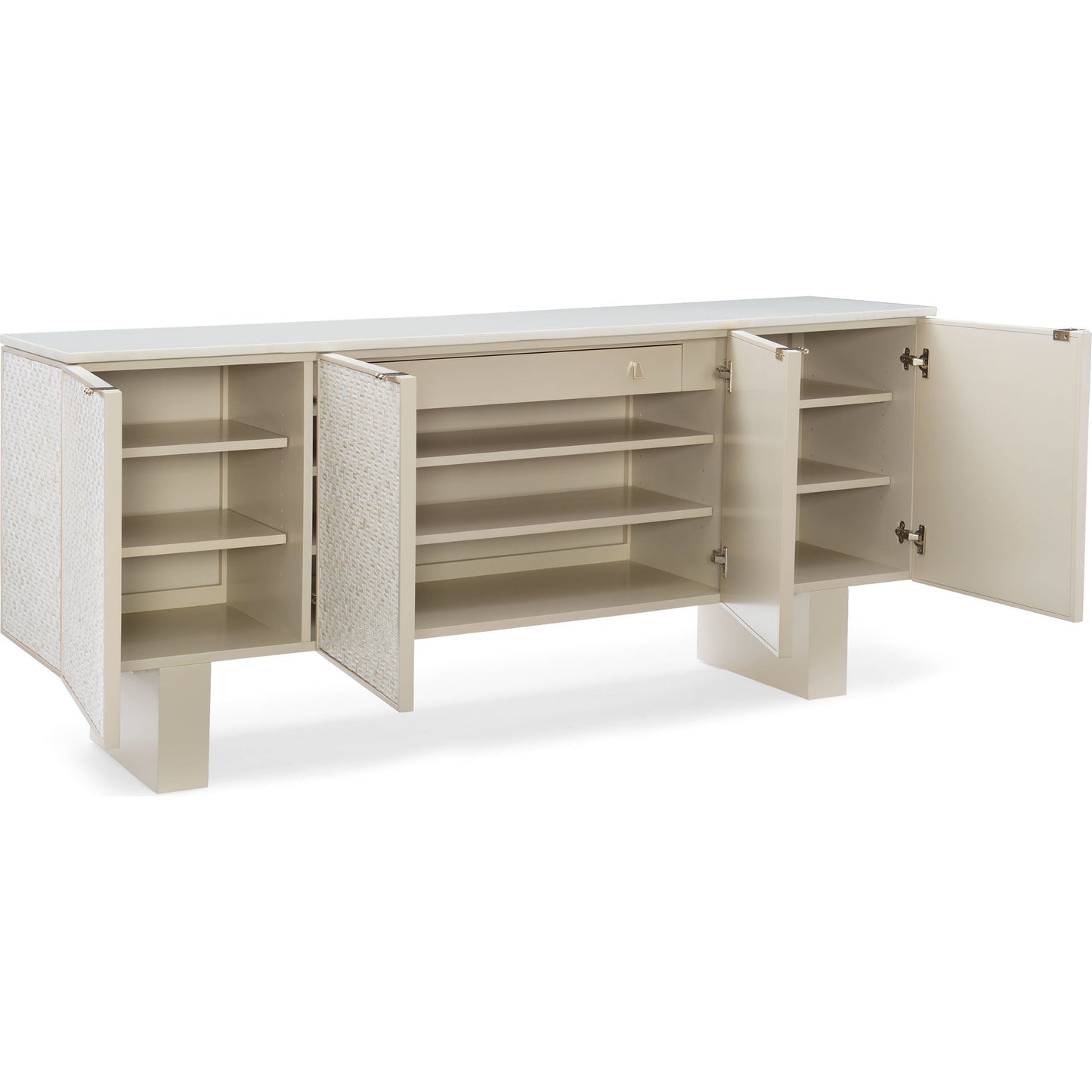 003 SR-768534 | Additional Silo | Bombshell Sideboard by Caracole in pearl and soft taupe, stacked shell. Made from pine solids, pine veneers in a modern style.