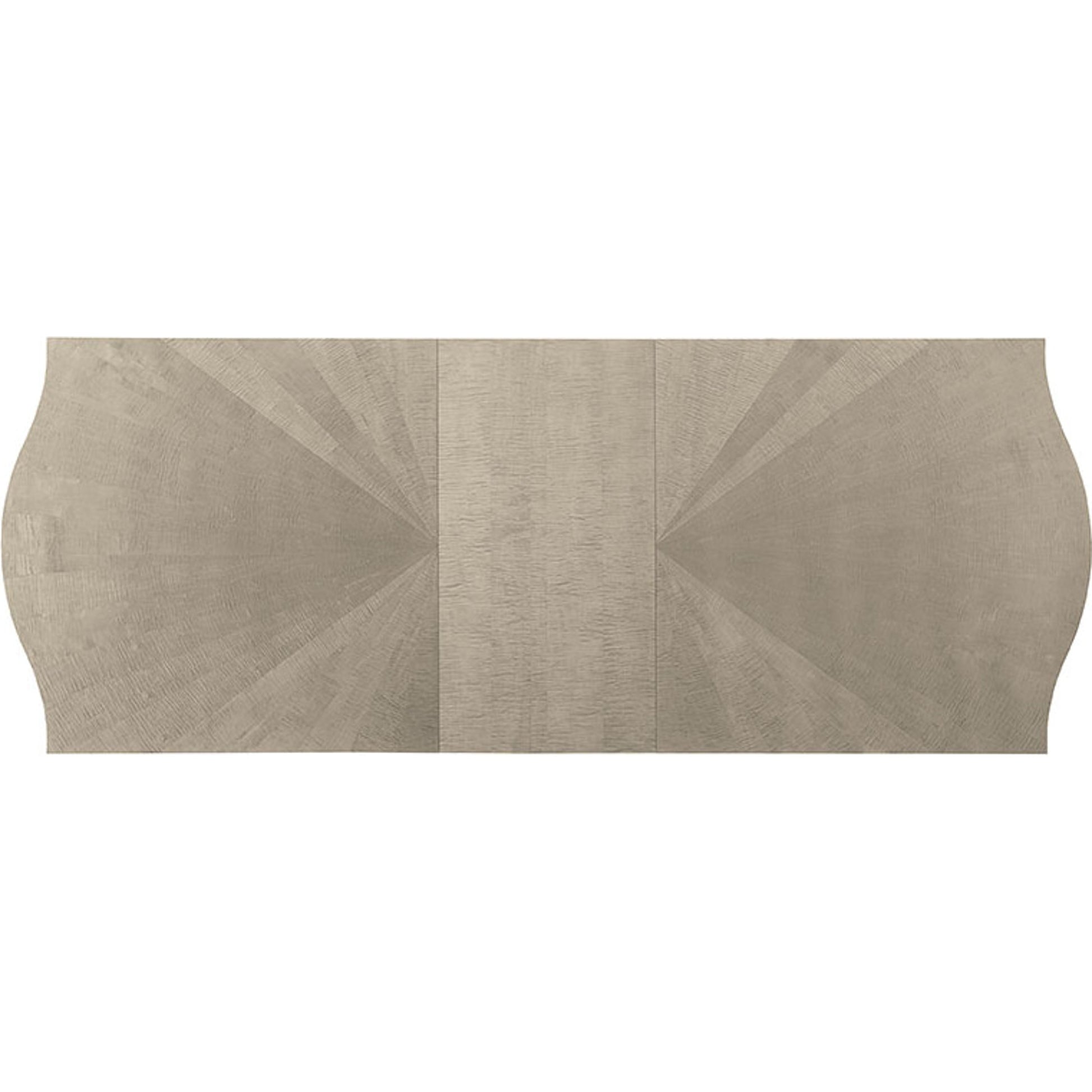 On a Silver Platter Dining Table by Caracole in maple, silver and moonlit sand, soft silver leaf. Made from pine, birch, silver curly maple in a transitional style.