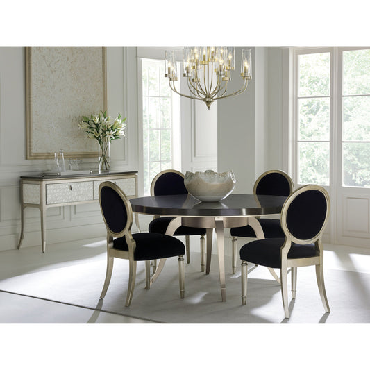 Chit-Chat Side Chair (Set of 2) by Caracole in black, silver and taupe silver leaf. Made from birch solids in a transitional style.