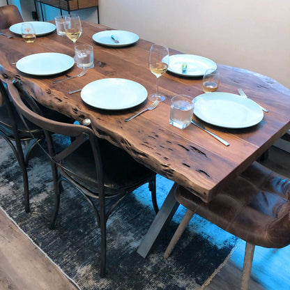 Metal Crossback Chair by LH Imports in gunmetal, oak. Made from iron, oak, leather, pu foam, polyester fiber in a modern style.