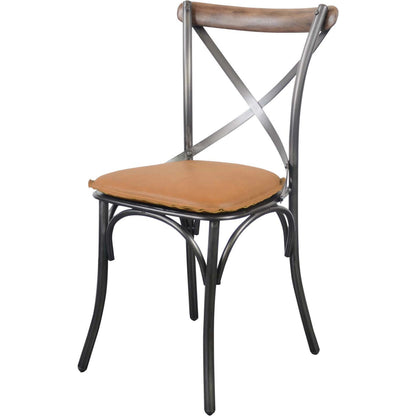 Metal Crossback Chair by LH Imports in gunmetal, oak. Made from iron, oak, leather, pu foam, polyester fiber in a modern style.