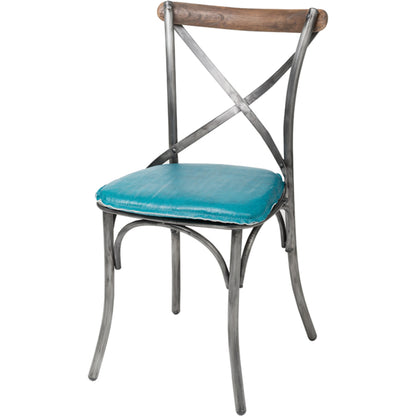 Metal Crossback Chair by LH Imports in gunmetal, oak. Made from iron, oak, leather, pu foam, polyester fiber in a modern style.