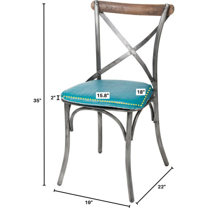 Metal Crossback Chair by LH Imports in gunmetal, oak. Made from iron, oak, leather, pu foam, polyester fiber in a modern style.