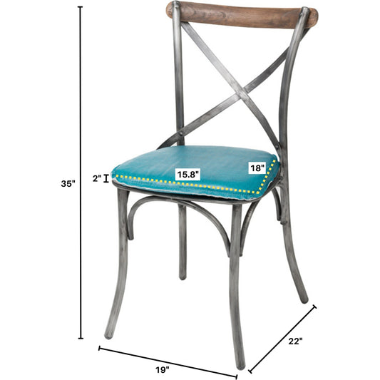 Metal Crossback Chair by LH Imports in gunmetal, oak. Made from iron, oak, leather, pu foam, polyester fiber in a modern style.