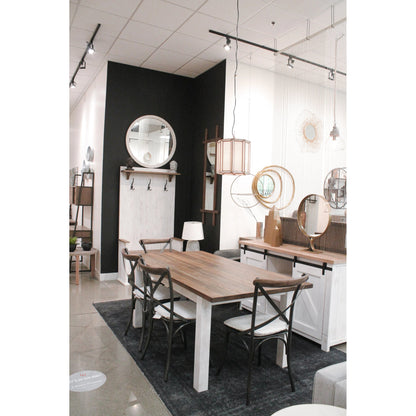 Metal Crossback Chair by LH Imports in gunmetal, oak. Made from iron, oak, leather, pu foam, polyester fiber in a modern style.