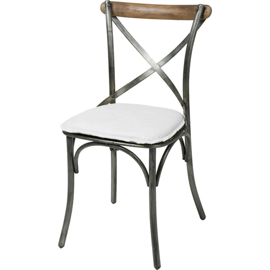 Metal Crossback Chair by LH Imports in gunmetal, oak. Made from iron, oak, leather, pu foam, polyester fiber in a modern style.
