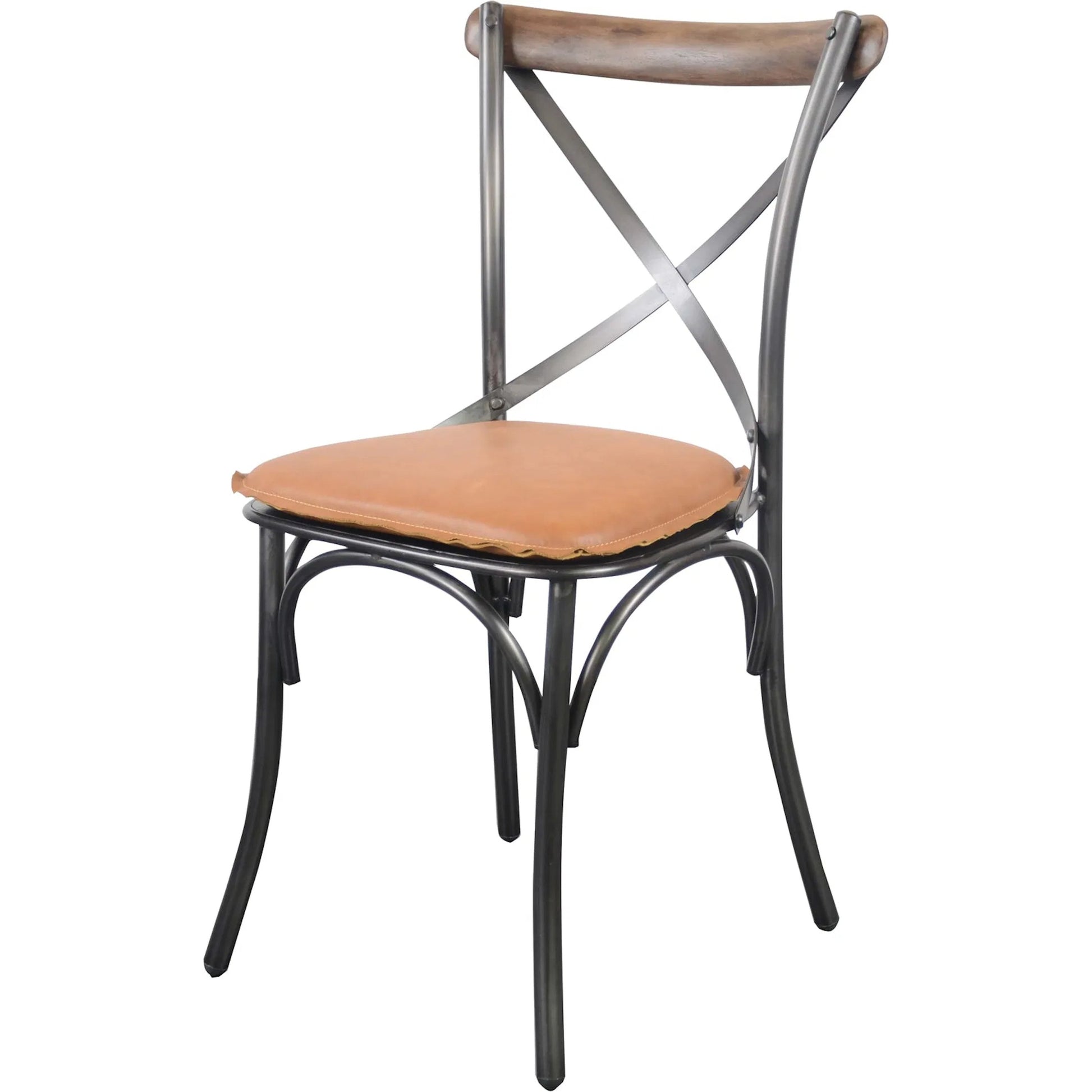 Metal Crossback Leather Seat Cushion by LH Imports. Made from leather, pu foam, polyester fiber in a cottage & farmhouse style.