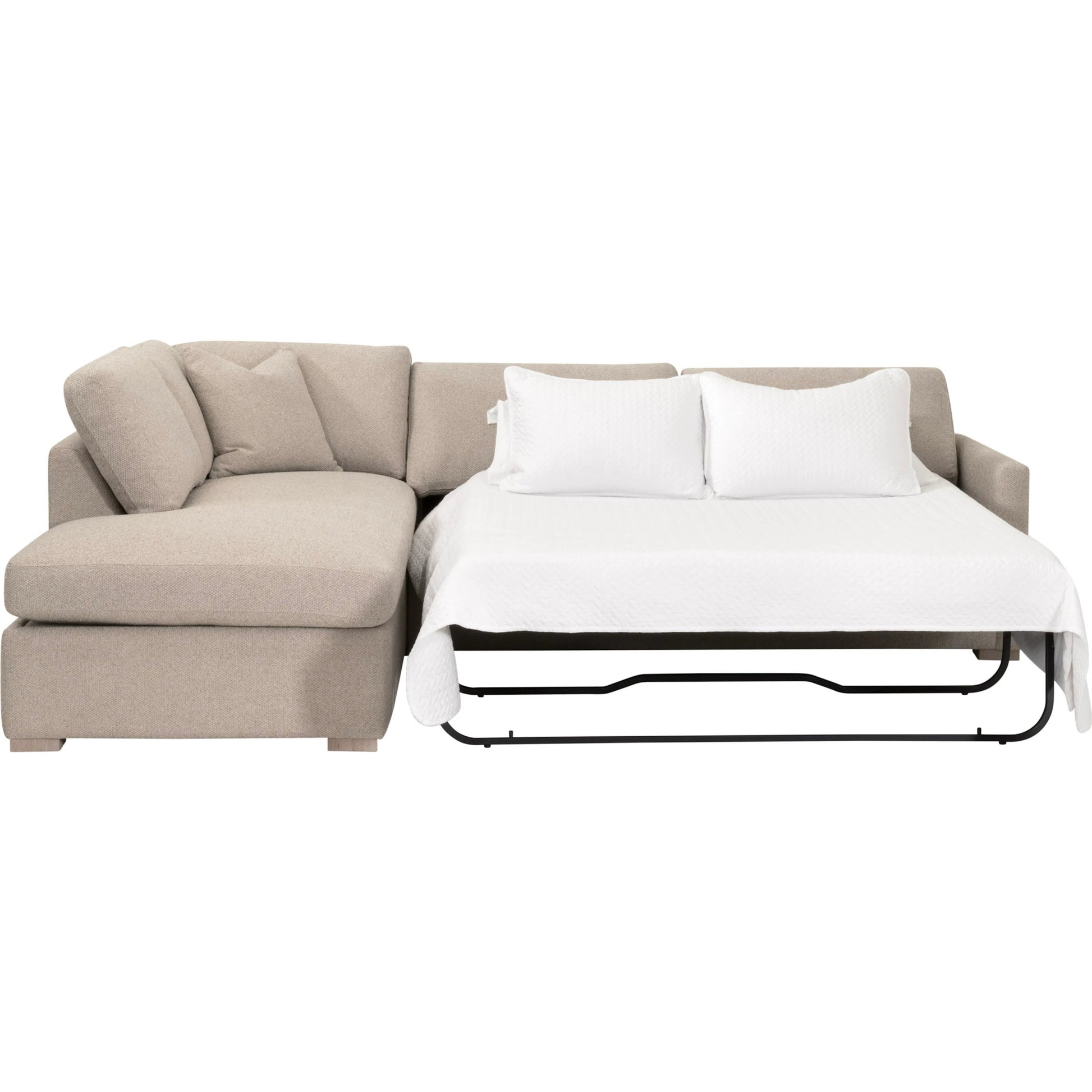 Clara Slim Arm Sleeper Sectional by Essentials For Living in livesmart gellar jute, natural gray oak. Made from solid oak wood, mdf, plywood in a transitional style.