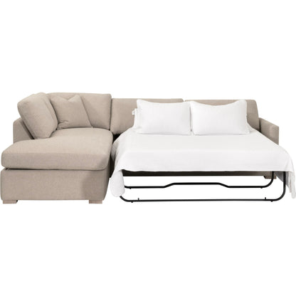 Clara Slim Arm Sleeper Sectional by Essentials For Living in livesmart gellar jute, natural gray oak. Made from solid oak wood, mdf, plywood in a transitional style.