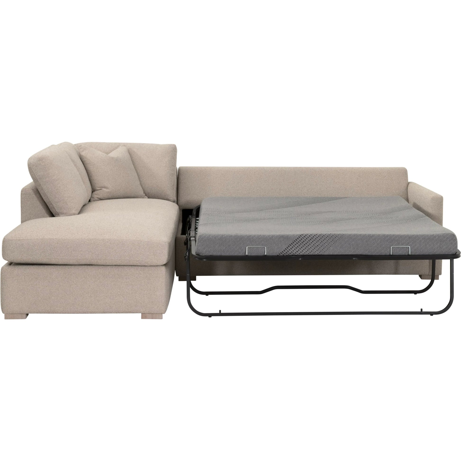Clara Slim Arm Sleeper Sectional by Essentials For Living in livesmart gellar jute, natural gray oak. Made from solid oak wood, mdf, plywood in a transitional style.