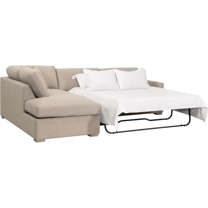 Clara Slim Arm Sleeper Sectional by Essentials For Living in livesmart gellar jute, natural gray oak. Made from solid oak wood, mdf, plywood in a transitional style.