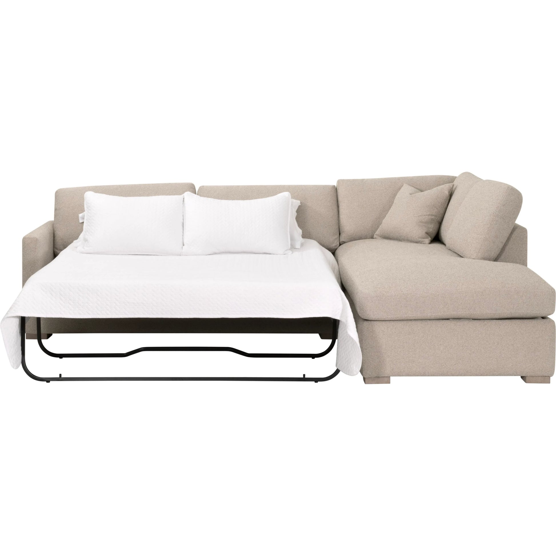 Clara Slim Arm Sleeper Sectional by Essentials For Living in livesmart gellar jute, natural gray oak. Made from solid oak wood, mdf, plywood in a transitional style.