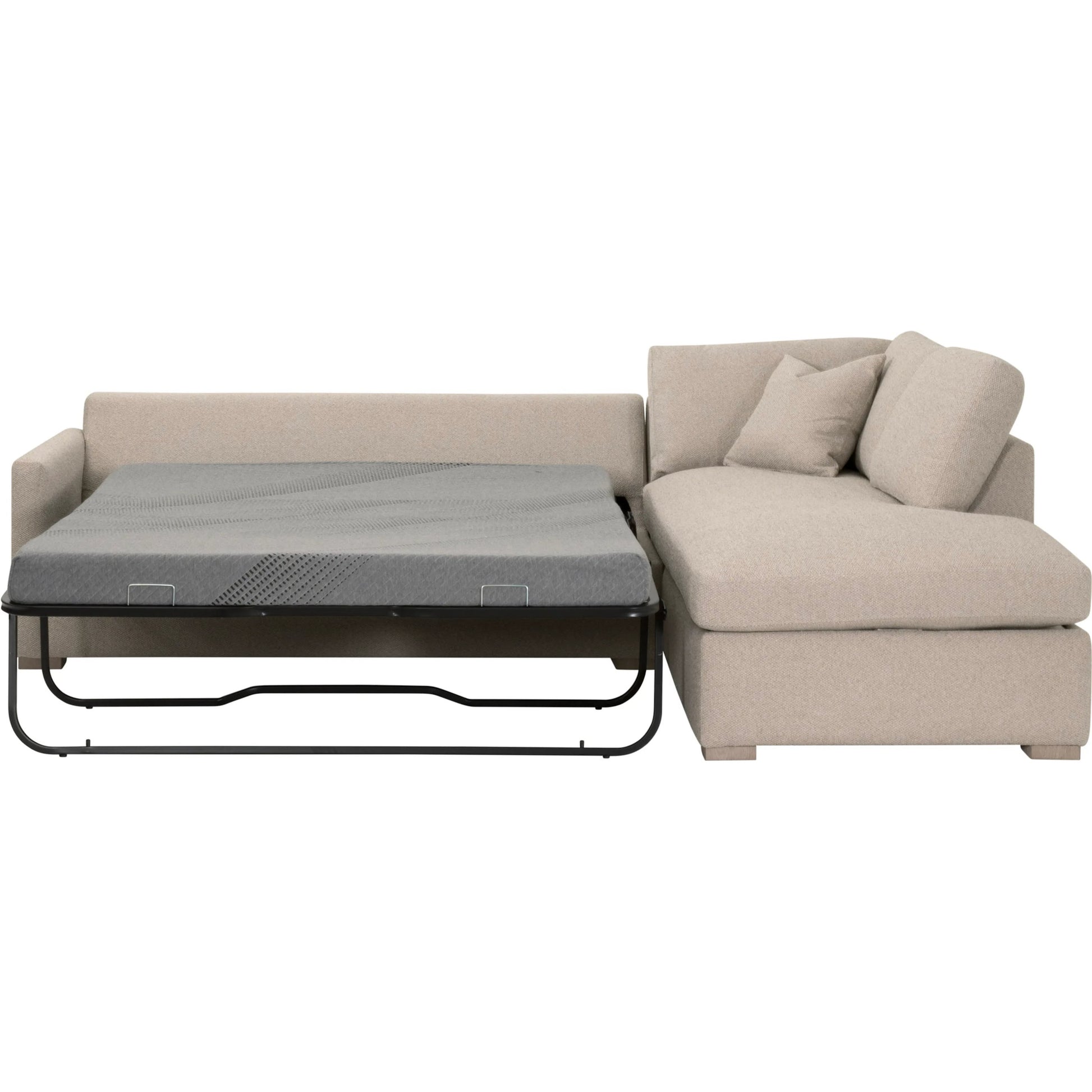 Clara Slim Arm Sleeper Sectional by Essentials For Living in livesmart gellar jute, natural gray oak. Made from solid oak wood, mdf, plywood in a transitional style.