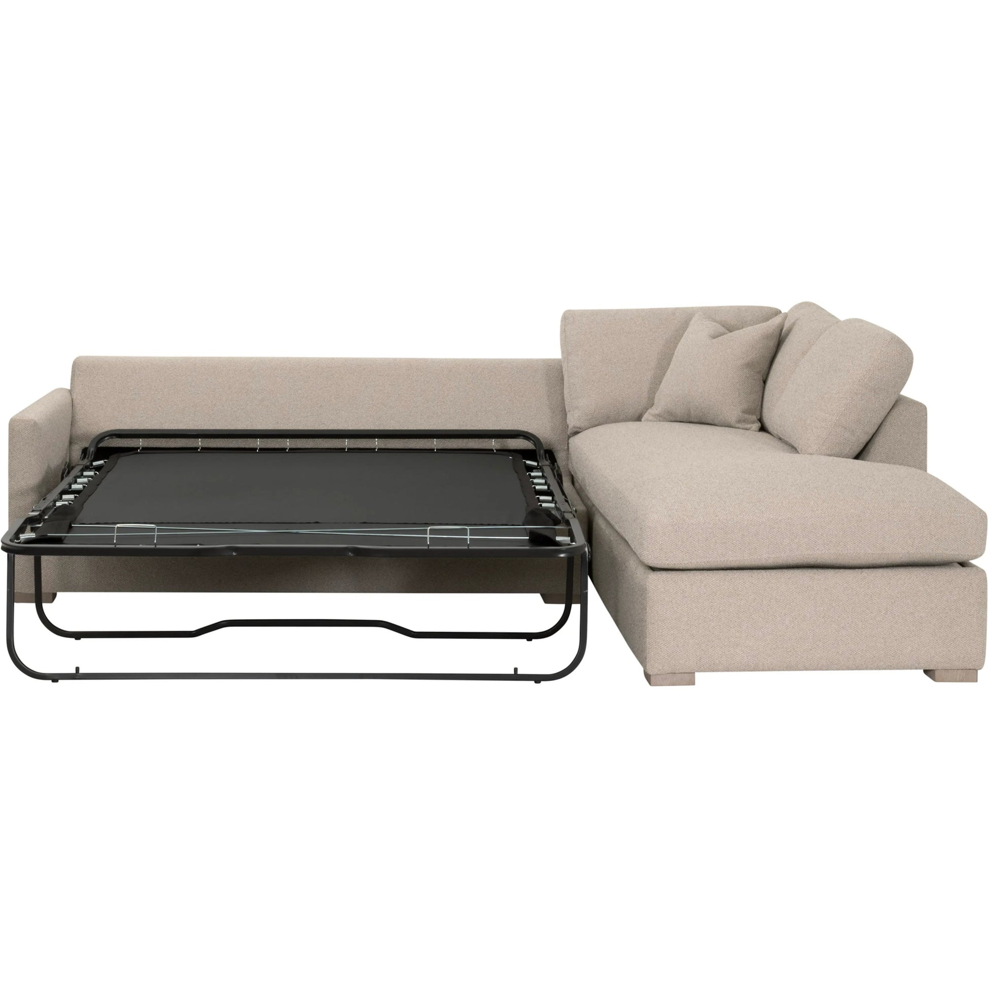 Clara Slim Arm Sleeper Sectional by Essentials For Living in livesmart gellar jute, natural gray oak. Made from solid oak wood, mdf, plywood in a transitional style.