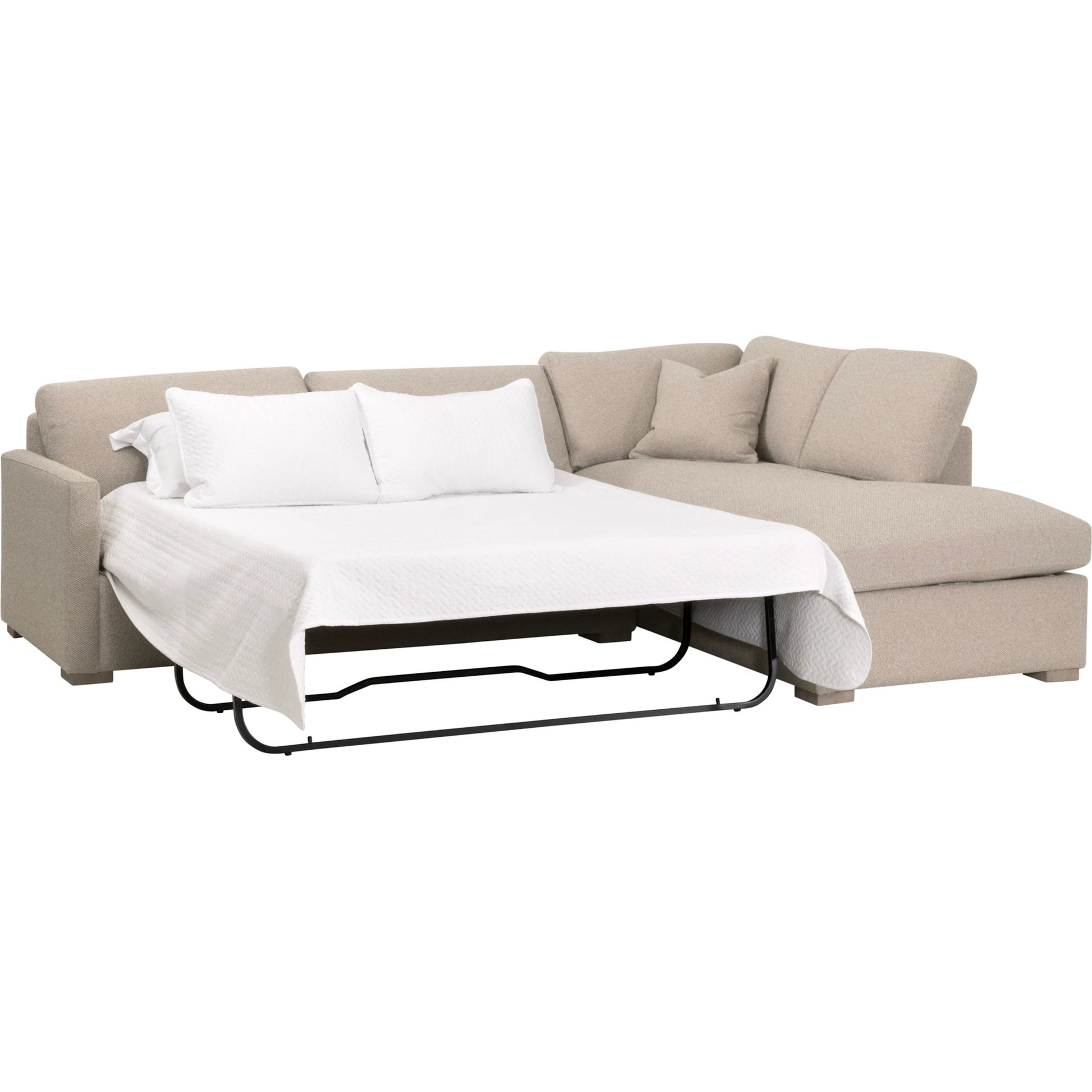Clara Slim Arm Sleeper Sectional by Essentials For Living in livesmart gellar jute, natural gray oak. Made from solid oak wood, mdf, plywood in a transitional style.