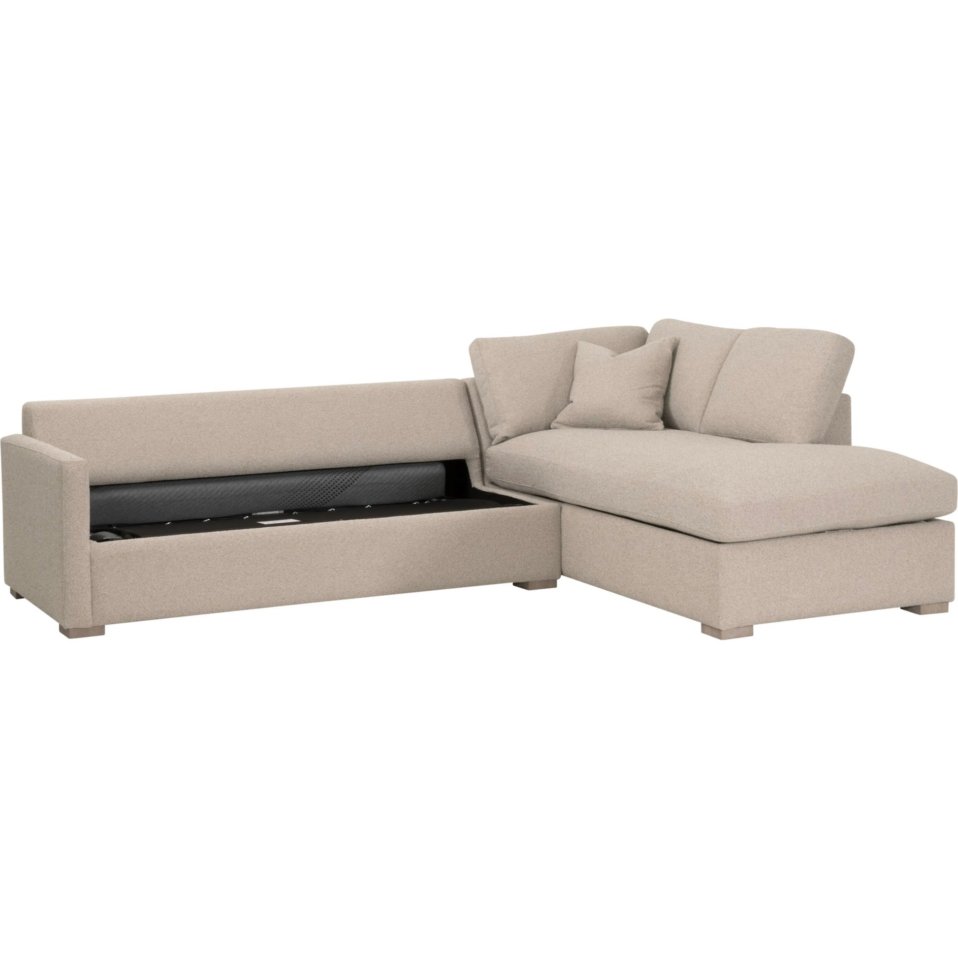 Clara Slim Arm Sleeper Sectional by Essentials For Living in livesmart gellar jute, natural gray oak. Made from solid oak wood, mdf, plywood in a transitional style.