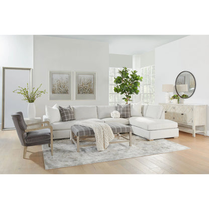 Clara Modular 2-Seat Left Slim Arm Sofa by Essentials For Living in natural gray oak, performance stone basketweave. Made from solid oak wood, mdf, plywood, 100% polyester fabric, foam, feather in a modern style.