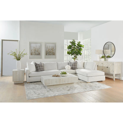 Clara Modular 2-Seat Left Slim Arm Sofa by Essentials For Living in natural gray oak, performance stone basketweave. Made from solid oak wood, mdf, plywood, 100% polyester fabric, foam, feather in a modern style.