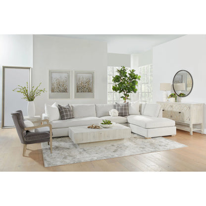 Clara Modular 2-Seat Left Slim Arm Sofa by Essentials For Living in natural gray oak, performance stone basketweave. Made from solid oak wood, mdf, plywood, 100% polyester fabric, foam, feather in a modern style.