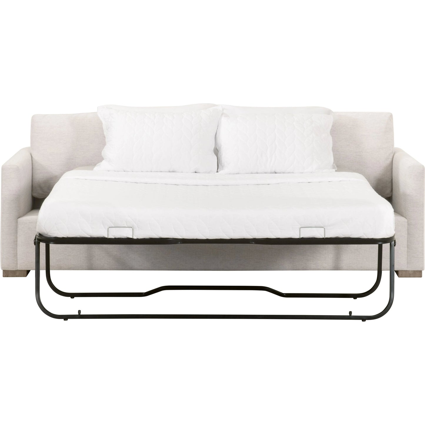 003 SI-2021696 | Additional Silo | Clara Slim Arm Sleeper Sofa by Essentials For Living in natural gray oak, performance stone basketweave. Made from solid oak wood, mdf, plywood, 100% polyester fabric, foam, feather in a modern style.