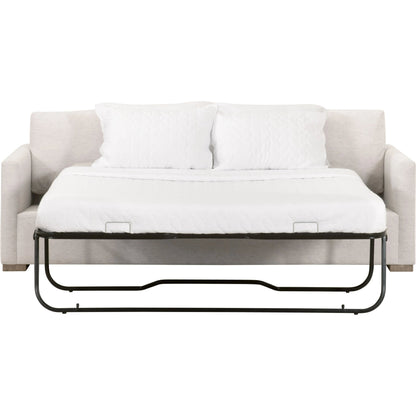 Clara Slim Arm Sleeper Sofa by Essentials For Living in natural gray oak, performance stone basketweave. Made from solid oak wood, mdf, plywood, 100% polyester fabric, foam, feather in a modern style.