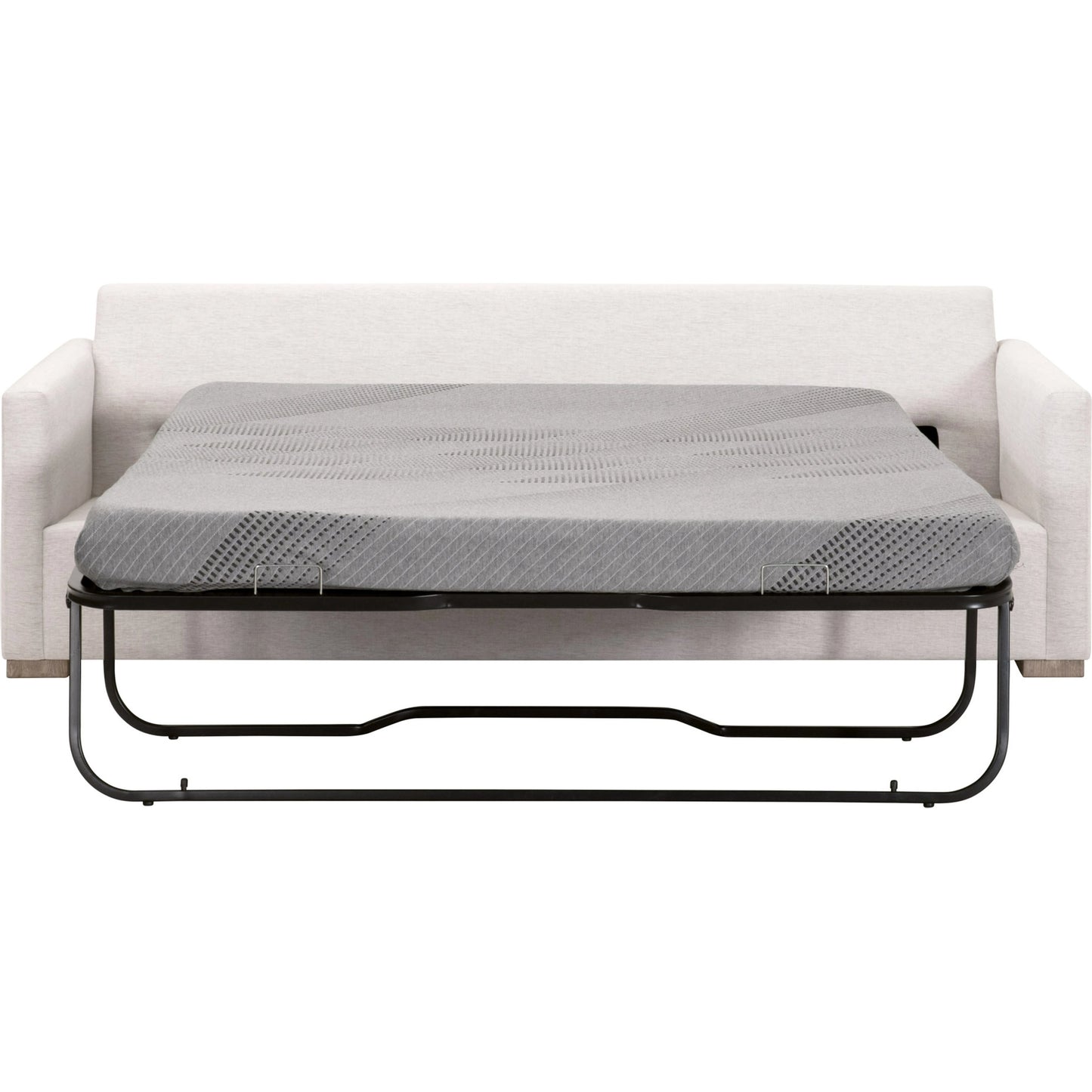 011 SI-2021696 | Additional Silo | Clara Slim Arm Sleeper Sofa by Essentials For Living in natural gray oak, performance stone basketweave. Made from solid oak wood, mdf, plywood, 100% polyester fabric, foam, feather in a modern style.