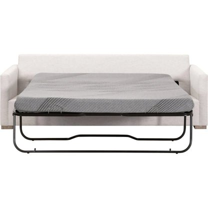 Clara Slim Arm Sleeper Sofa by Essentials For Living in natural gray oak, performance stone basketweave. Made from solid oak wood, mdf, plywood, 100% polyester fabric, foam, feather in a modern style.