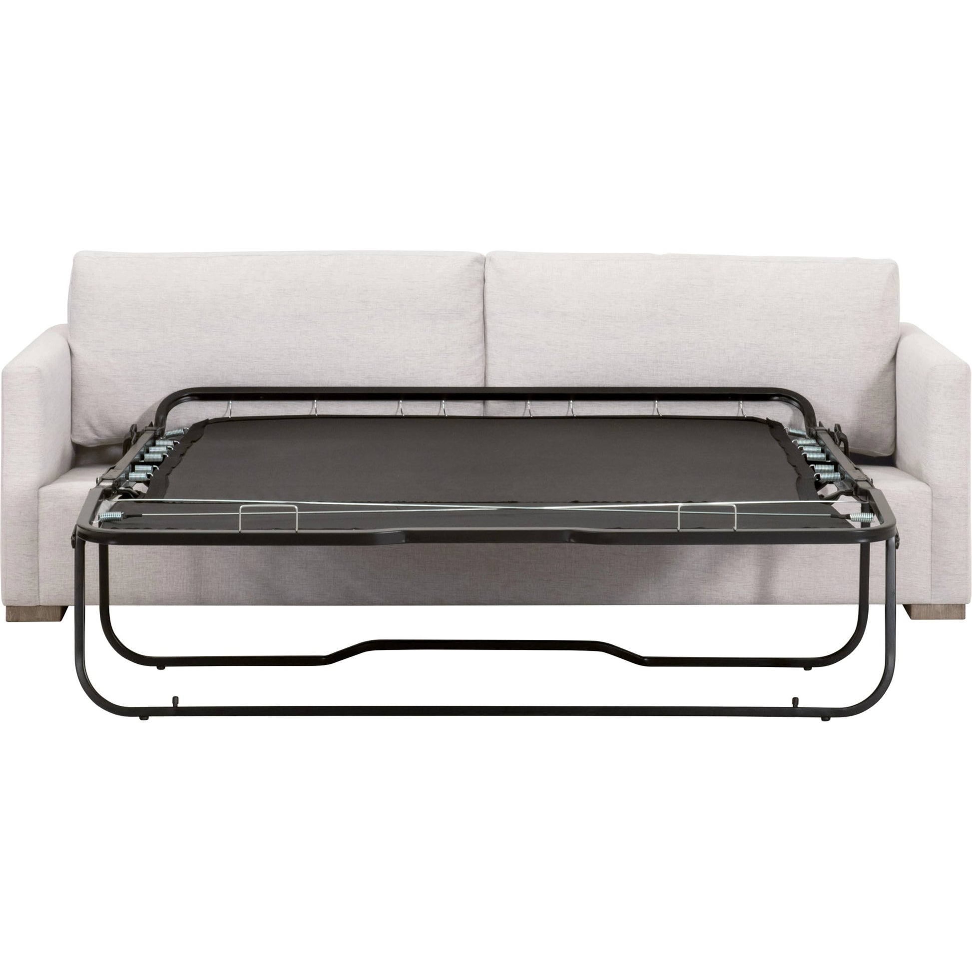 Clara Slim Arm Sleeper Sofa by Essentials For Living in natural gray oak, performance stone basketweave. Made from solid oak wood, mdf, plywood, 100% polyester fabric, foam, feather in a modern style.