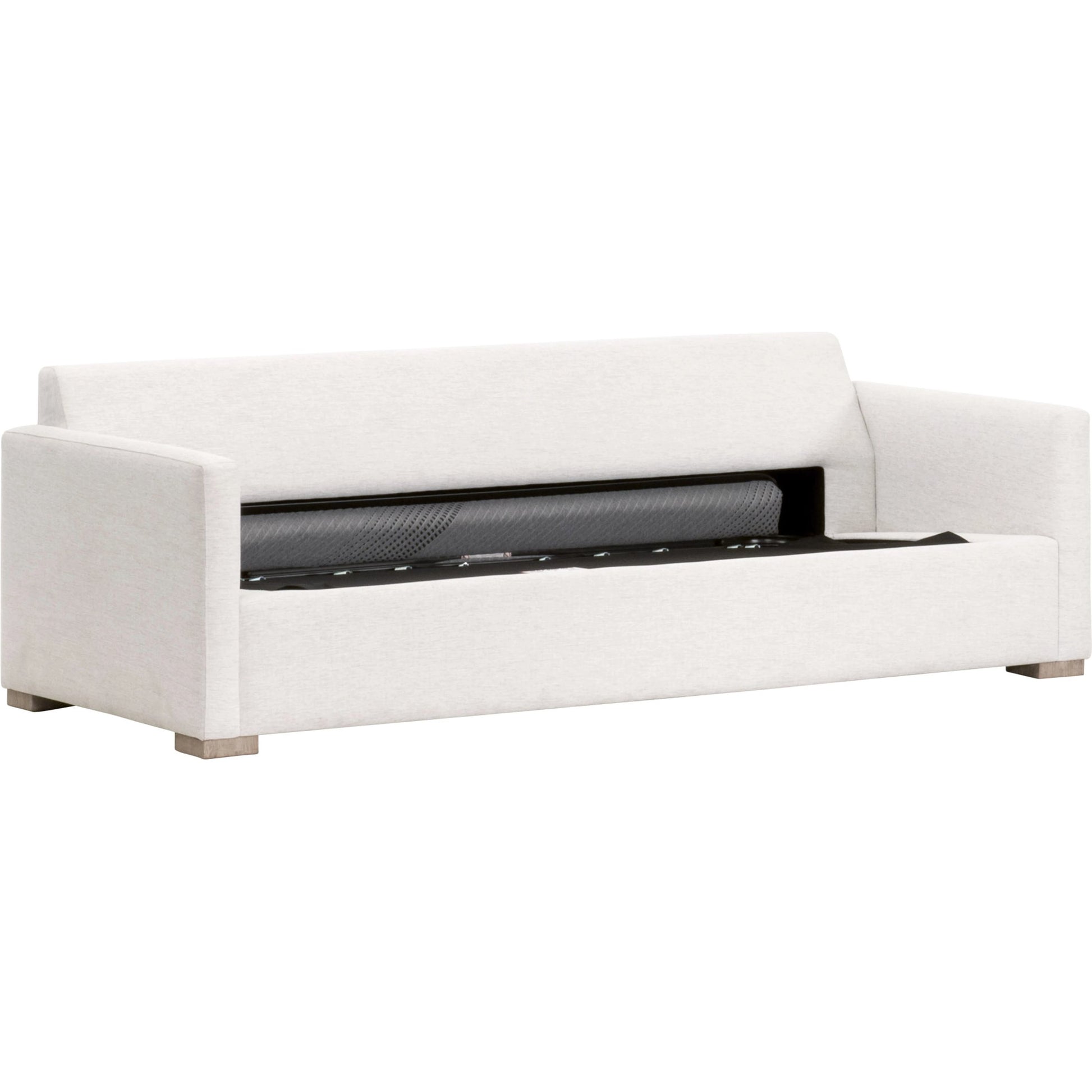 Clara Slim Arm Sleeper Sofa by Essentials For Living in natural gray oak, performance stone basketweave. Made from solid oak wood, mdf, plywood, 100% polyester fabric, foam, feather in a modern style.