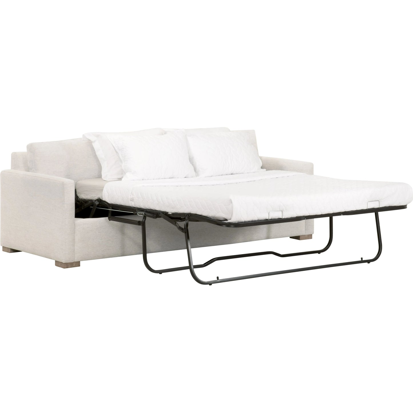 004 SI-2021696 | Additional Silo | Clara Slim Arm Sleeper Sofa by Essentials For Living in natural gray oak, performance stone basketweave. Made from solid oak wood, mdf, plywood, 100% polyester fabric, foam, feather in a modern style.