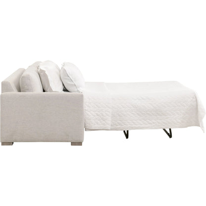 Clara Slim Arm Sleeper Sofa by Essentials For Living in natural gray oak, performance stone basketweave. Made from solid oak wood, mdf, plywood, 100% polyester fabric, foam, feather in a modern style.