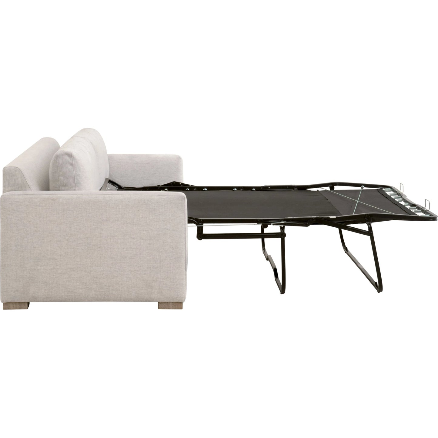 010 SI-2021696 | Additional Silo | Clara Slim Arm Sleeper Sofa by Essentials For Living in natural gray oak, performance stone basketweave. Made from solid oak wood, mdf, plywood, 100% polyester fabric, foam, feather in a modern style.