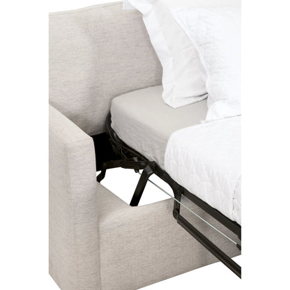 Clara Slim Arm Sleeper Sofa by Essentials For Living in natural gray oak, performance stone basketweave. Made from solid oak wood, mdf, plywood, 100% polyester fabric, foam, feather in a modern style.